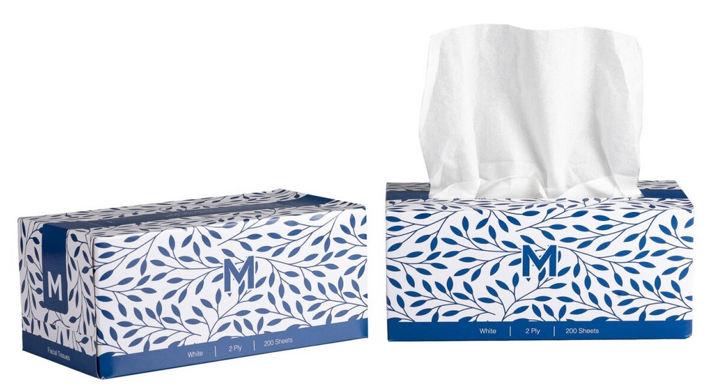 Flat Facial Tissues - White, 2 Ply, 200 Sheets, FSC Mix® (24)