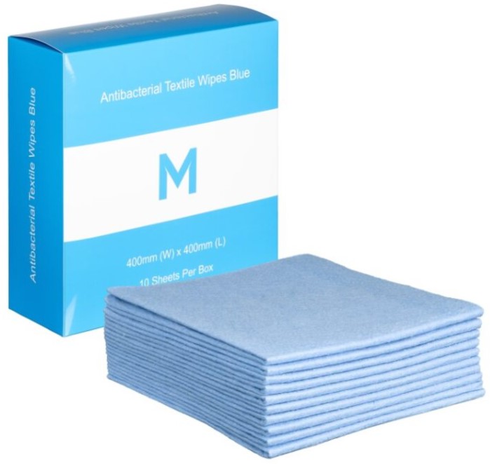 [LMD27415] Antibacterial Textile Wipes - Blue, 400mm x 400mm, 140gsm (10) 