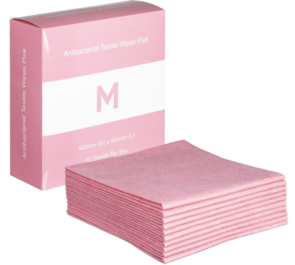 [LMD27417] Antibacterial Textile Wipes - Pink, 400mm x 400mm, 140gsm (10) 