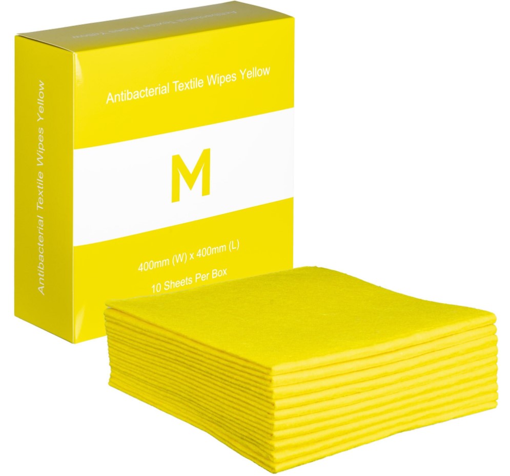 [LMD27418] Antibacterial Textile Wipes - Yellow, 400mm x 400mm, 140gsm (10) 