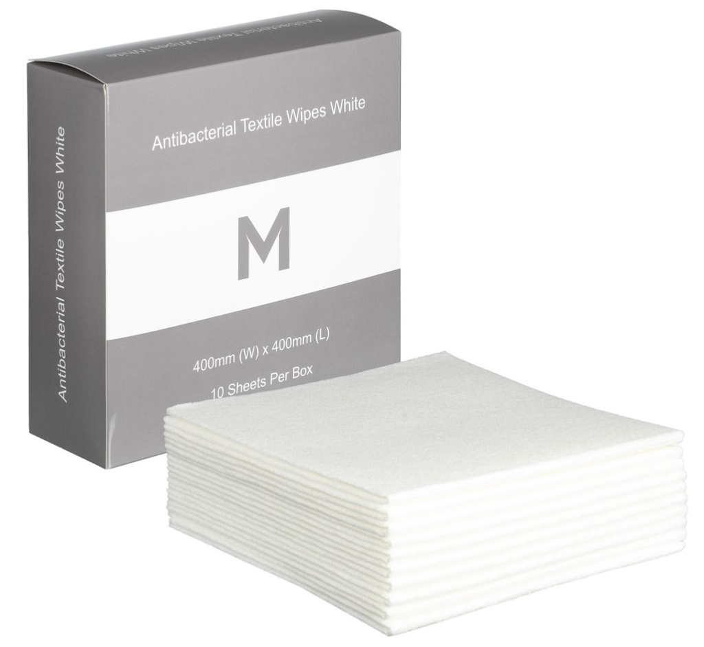 Antibacterial Textile Wipes - White, 400mm x 400mm, 140gsm (10) 
