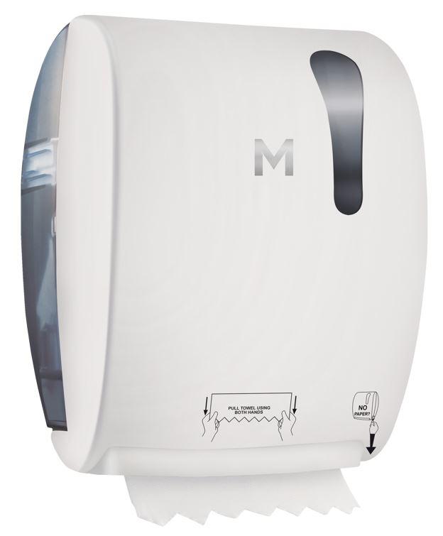 Manual Roll Feed Dispenser - White, 1 Roll Capacity (1)