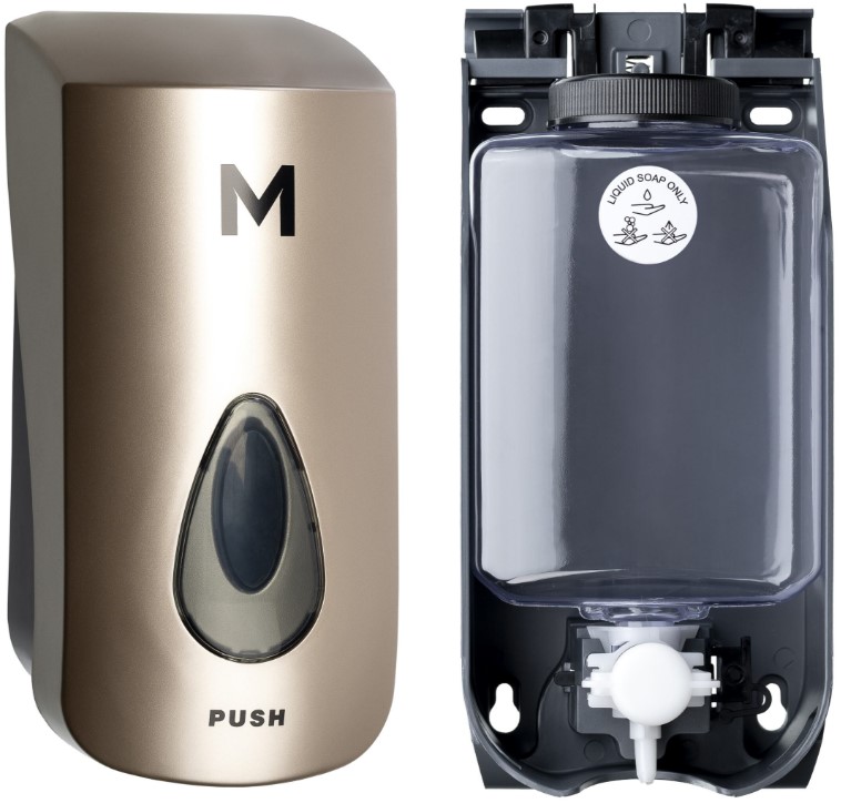 Liquid Wall Dispenser - Gold, 1000ml Capacity (1) + Includes Empty Cartridge