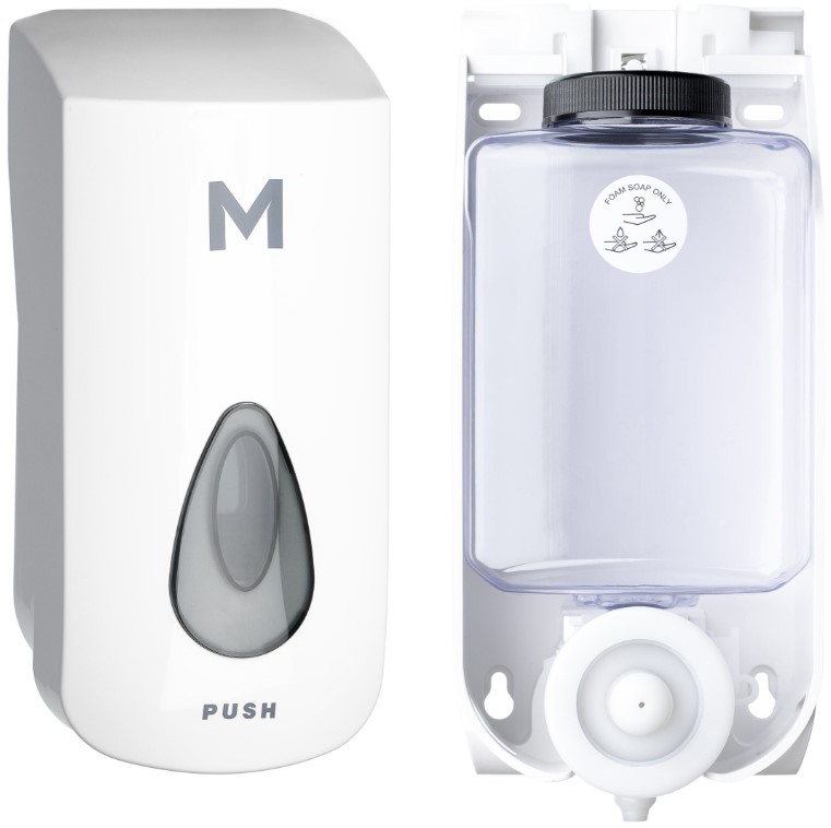 Foaming Wall Dispenser - White, 1000ml Capacity (1) + Includes Empty Cartridge