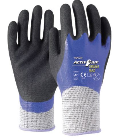 [LMD29843] ActivGrip Omega Max Gloves - Blue/Black, 2XL, 13 Gauge (12) *Rating - 4543C