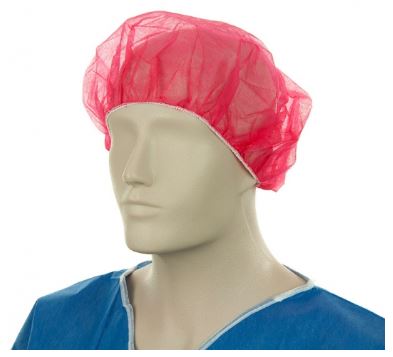[LMD30010] Polypropylene Bouffant Hats - Red, 610mm Wide, 12gsm (600) *For Larger Hair Styles   