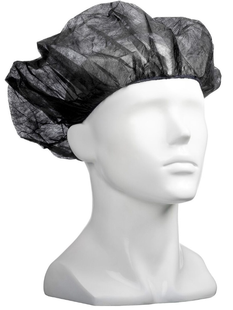 [LMD30025] Polypropylene Bouffant Hats - Black, 610mm Wide, 12gsm (600) *For Larger Hair Styles   