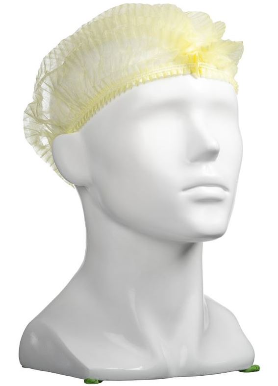 [LMD30050] Polypropylene Crimp Hats - Yellow, 530mm Wide, 12gsm (1000)   