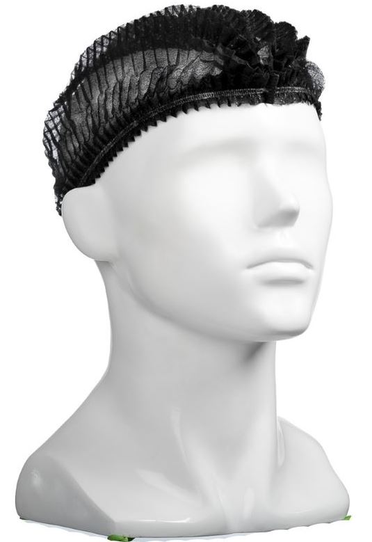 [LMD30055] Polypropylene Crimp Hats - Black, 530mm Wide, 12gsm (1000)   