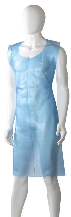 Polyethylene Back Tie Apron - Blue, 800mm x 1250mm x 30mu (500) *Heavy Duty 