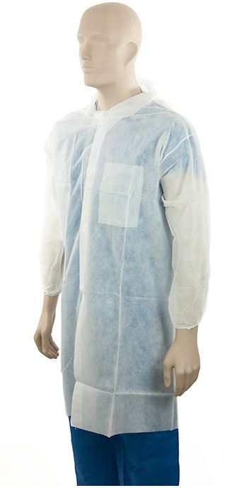 [LMD30460] Polypropylene Domed Laboratory Coat - White, XL, 45gsm (25)     