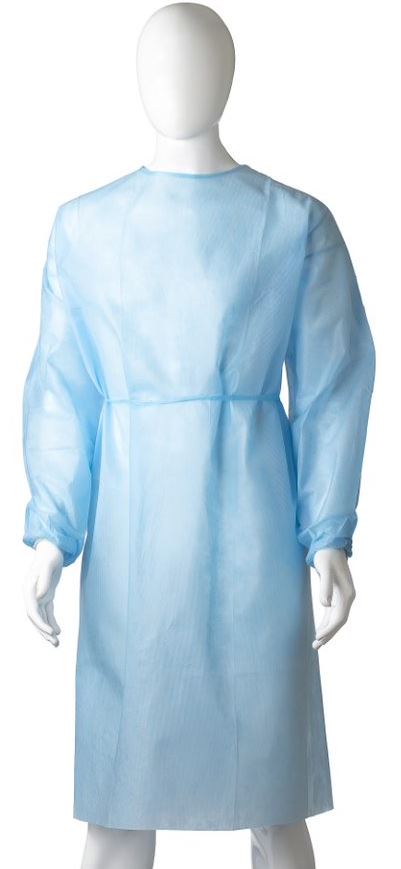 Polypropylene Isolation Gown - Blue, 1200mm x 1400mm, 40gsm (30)     