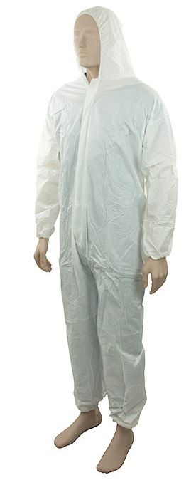 [LMD30552] Microporous Coverall Type 5/6 - White, L, 55gsm (16) *Water Resistant Coverall       