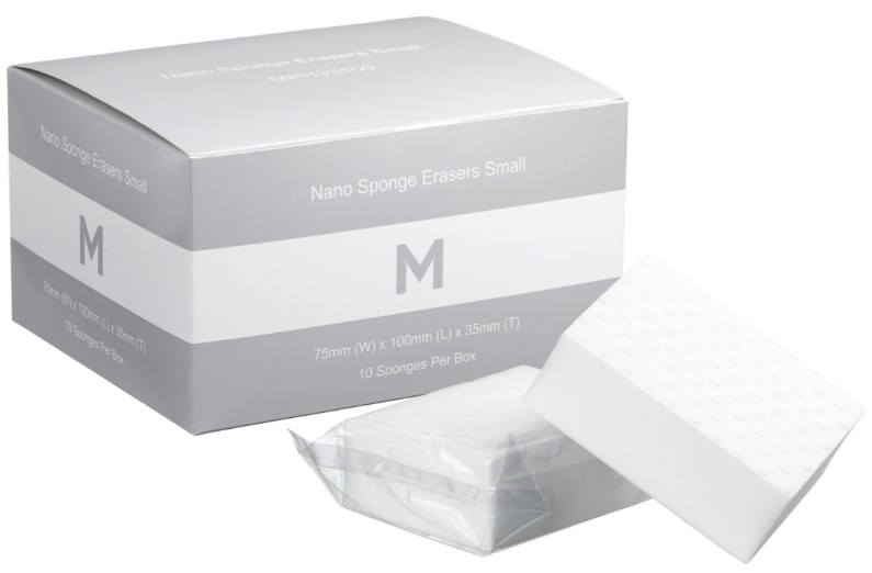 Nano Sponge Erasers Small - White, 75mm x 100mm x 35mm (80) 