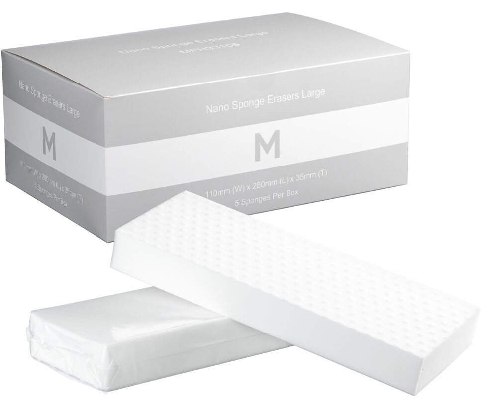 Nano Sponge Erasers Large - White, 110mm x 280mm x 35mm (20) 