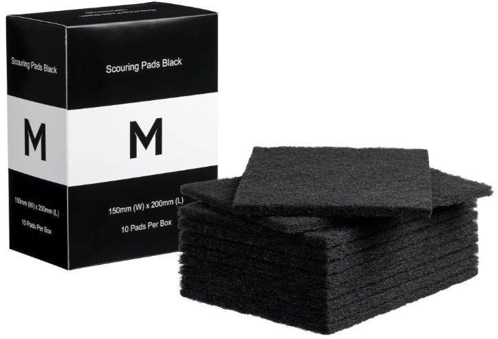 Regular Scouring Pads - Black, 150mm x 200mm x 8mm (80) *Extra Heavy Duty