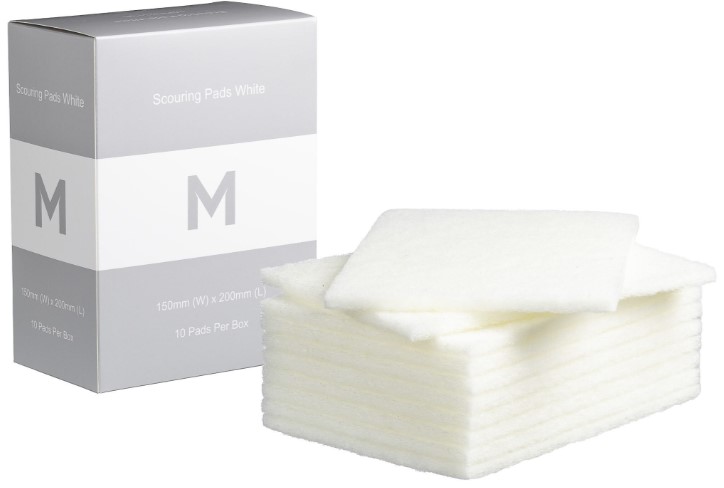 [LMD33136] Regular Scouring Pads - White, 150mm x 200mm x 8mm (80) *Non Scratch