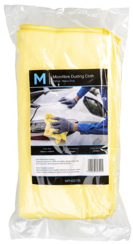 [LMD33138] Microfibre Dusting Cloth - Yellow, 400mm x 400mm, 200gsm (10)