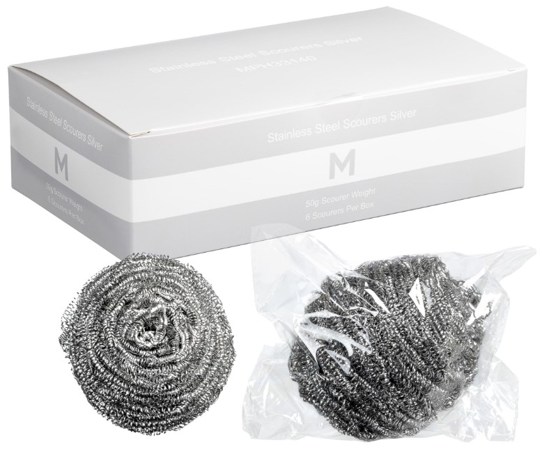 Stainless Steel Scourer - Silver, 50g Scourer Weight (60) *Individually Wrapped 