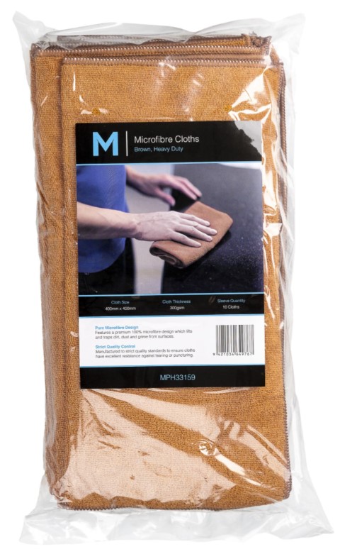[LMD33159] Microfibre Cloths - Brown, 400mm x 400mm, 300gsm (10) 