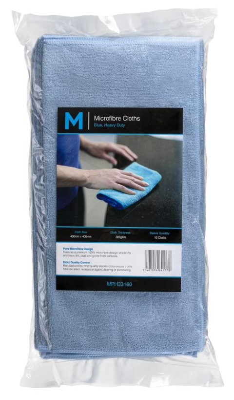 [LMD33160] Microfibre Cloths - Blue, 400mm x 400mm, 300gsm (10) 