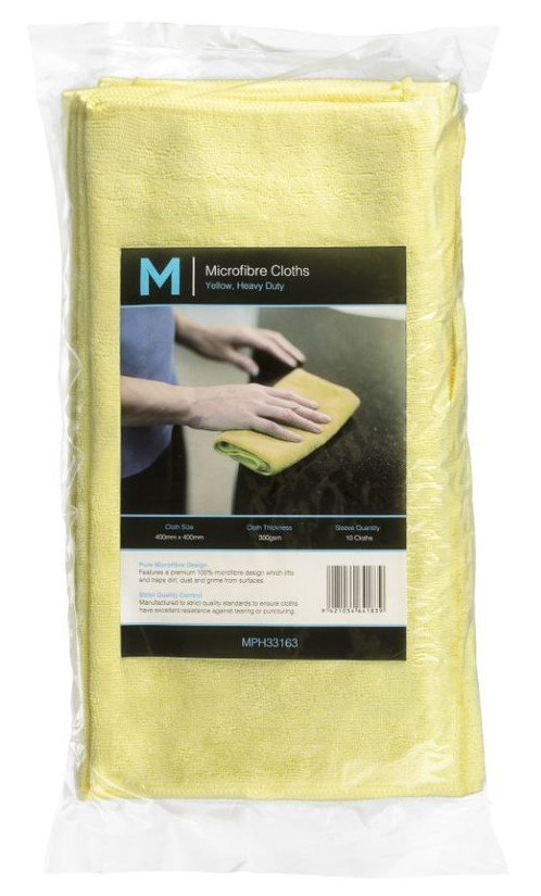 Microfibre Cloths - Yellow, 400mm x 400mm, 300gsm (10) 