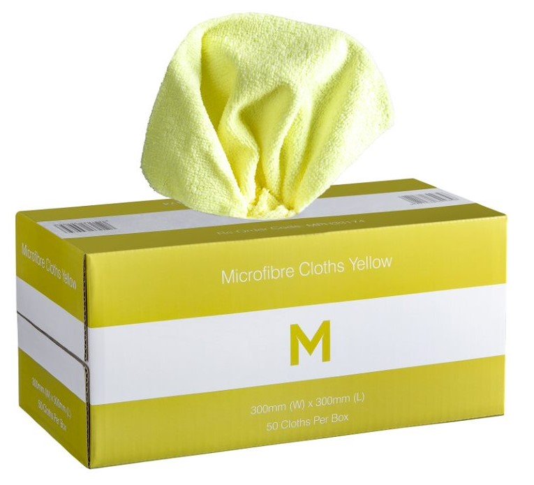 Dispenser Microfibre Cloths - Yellow, 300mm x 300mm, 185gsm (50)