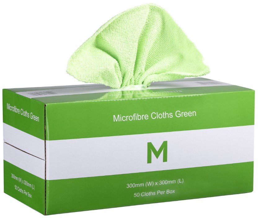 [LMD33178] Dispenser Microfibre Cloths - Green, 300mm x 300mm, 185gsm (50)