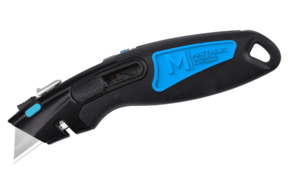 Retractable Metal Cutter Knife - Blue/Black, 19mm Blade (12) + Includes 5 Free Blades 