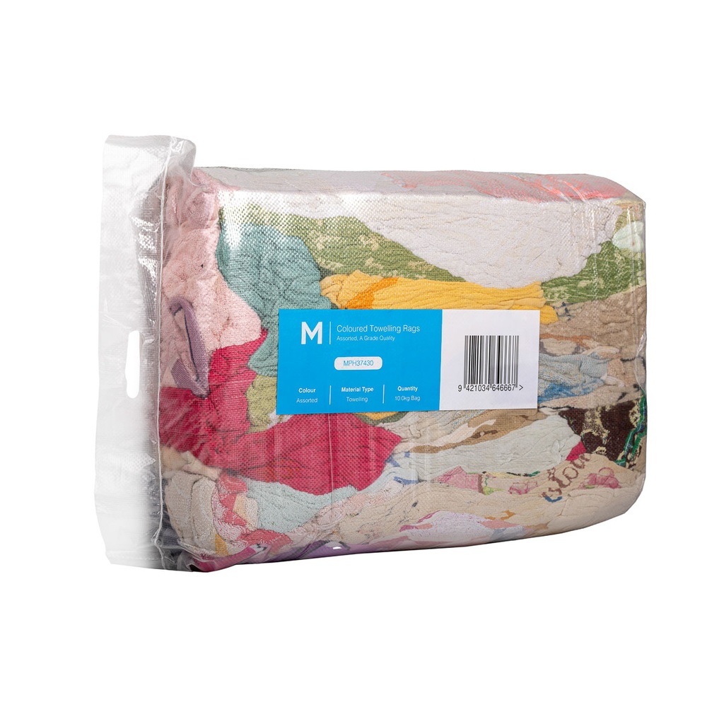 [LMD37430] Coloured Towelling Rags - Assorted, 10.0kg Compressed Bag (1) *A Grade Quality            