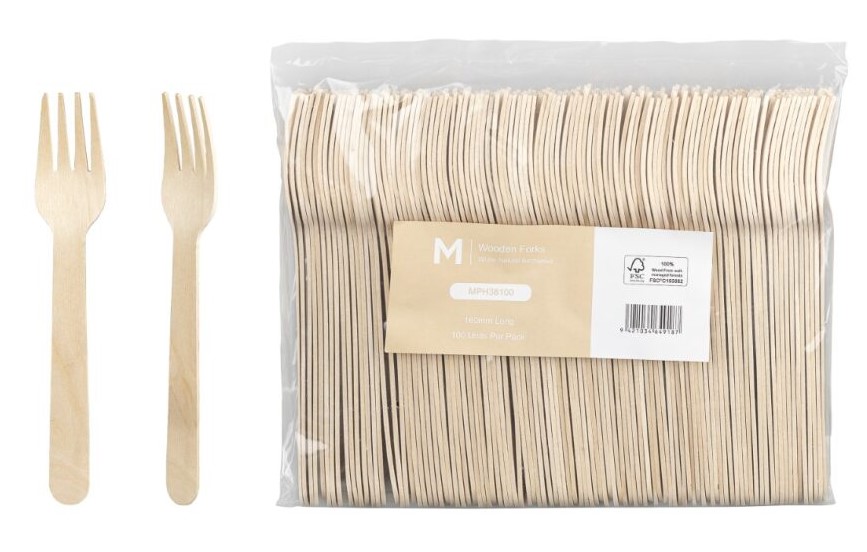 Wooden Fork - Natural, 160mm Long, FSC 100%® (1000) *Long Tooth Fork