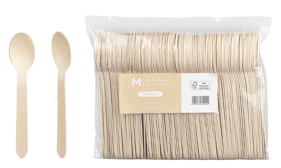 Wooden Dessert Spoon - Natural, 160mm Long, FSC 100%® (1000) 