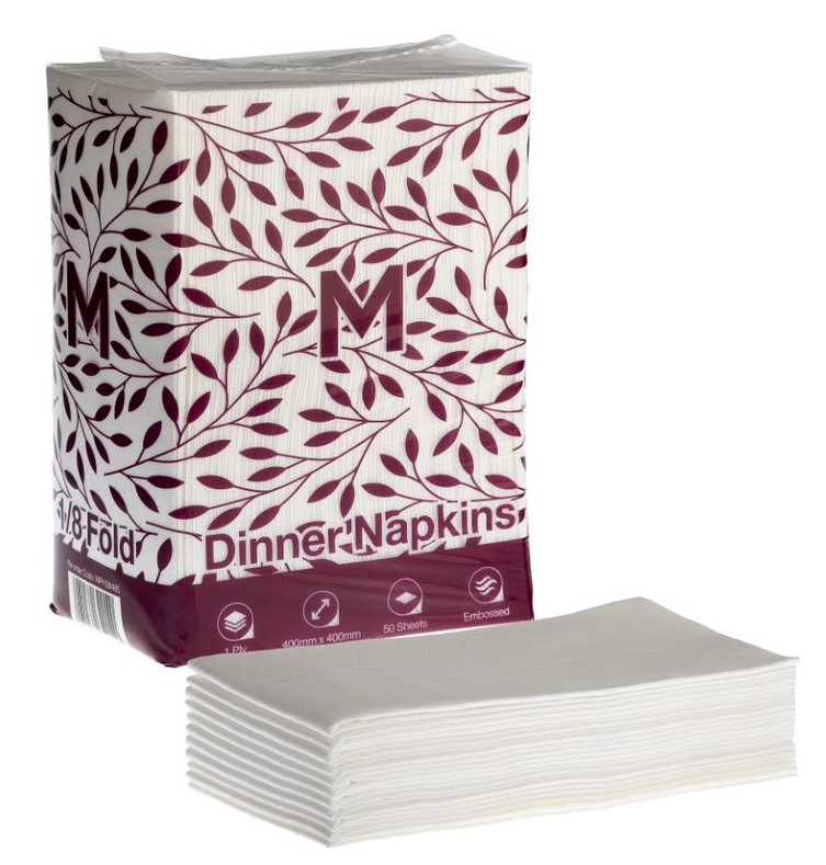 [LMD38485] Airlaid Dinner Napkins 1/8 Fold - White, 400mm x 400mm, 1 Ply, FSC Mix® (500)