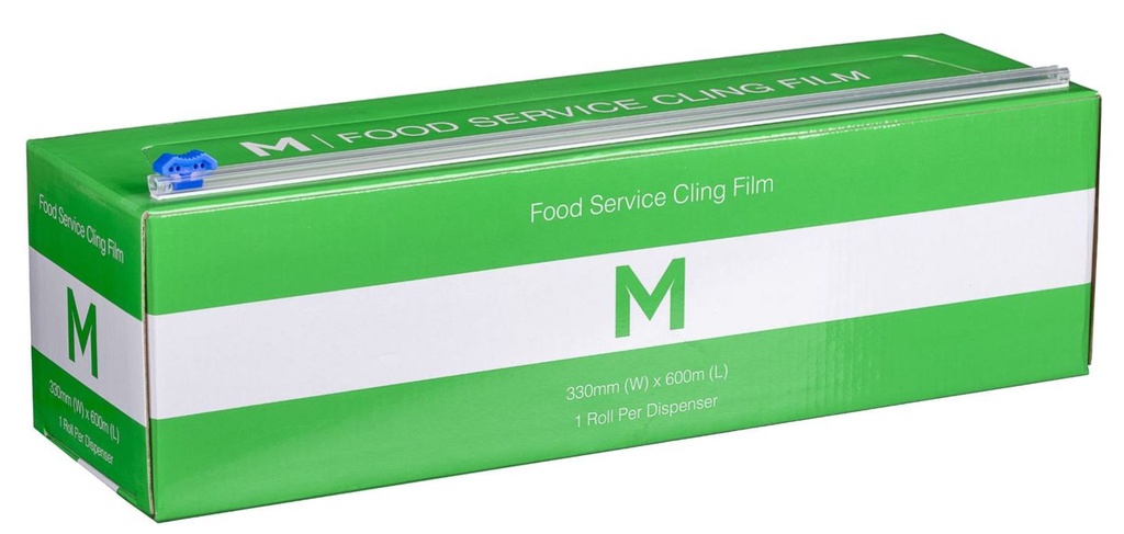 Premium Cling Film Dispenser - Clear, 330mm x 600m x 9mu (6) 