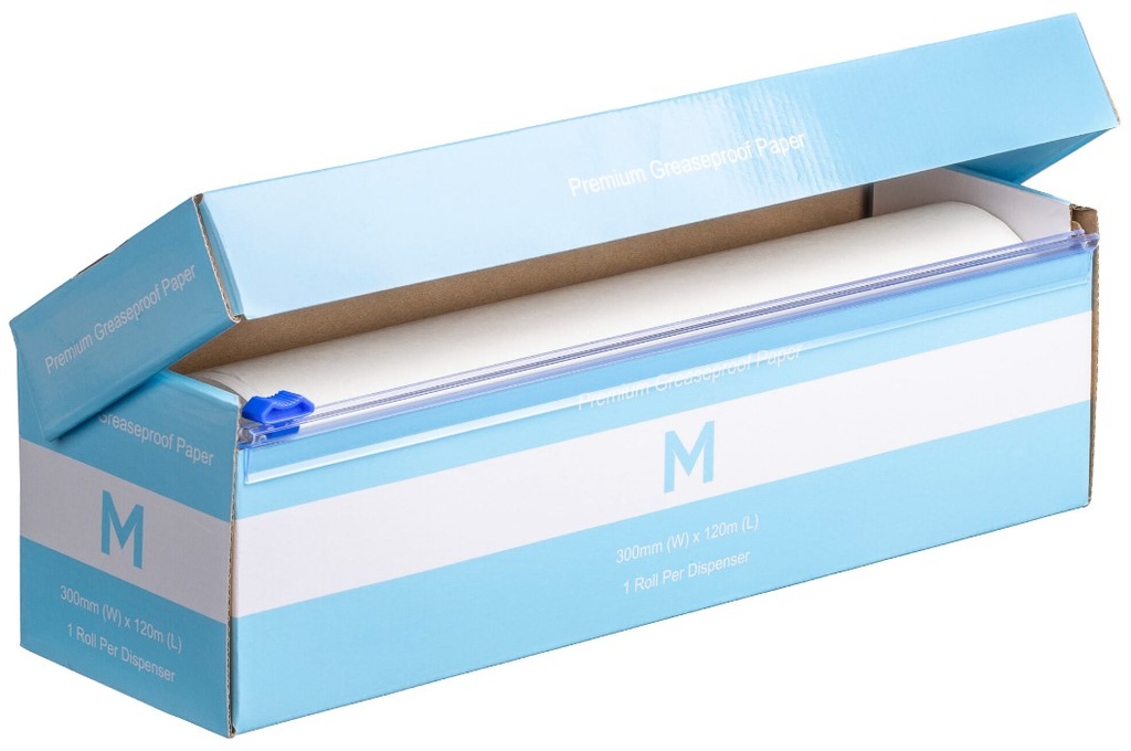 Greaseproof Paper Roll - White, 300mm x 120m, 40gsm (6) 