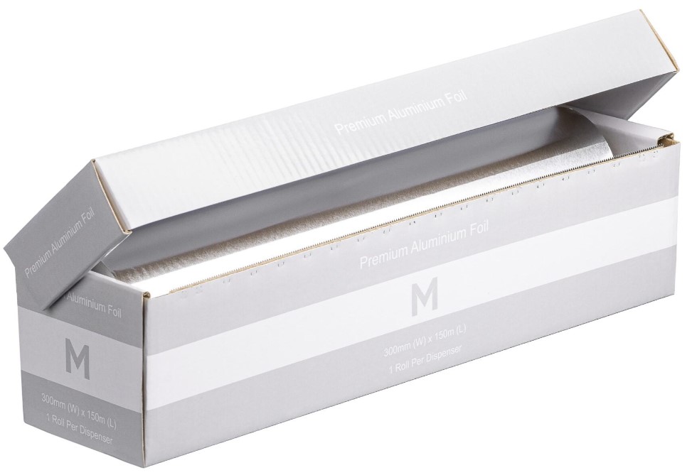 Premium Aluminium Foil Dispenser - Silver, 300mm x 150m x 13mu (6) *Regular Duty 