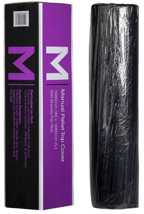 Manual Polyethylene Pallet Cover - Black, 1680mm x 1680mm x 20mu (250) 