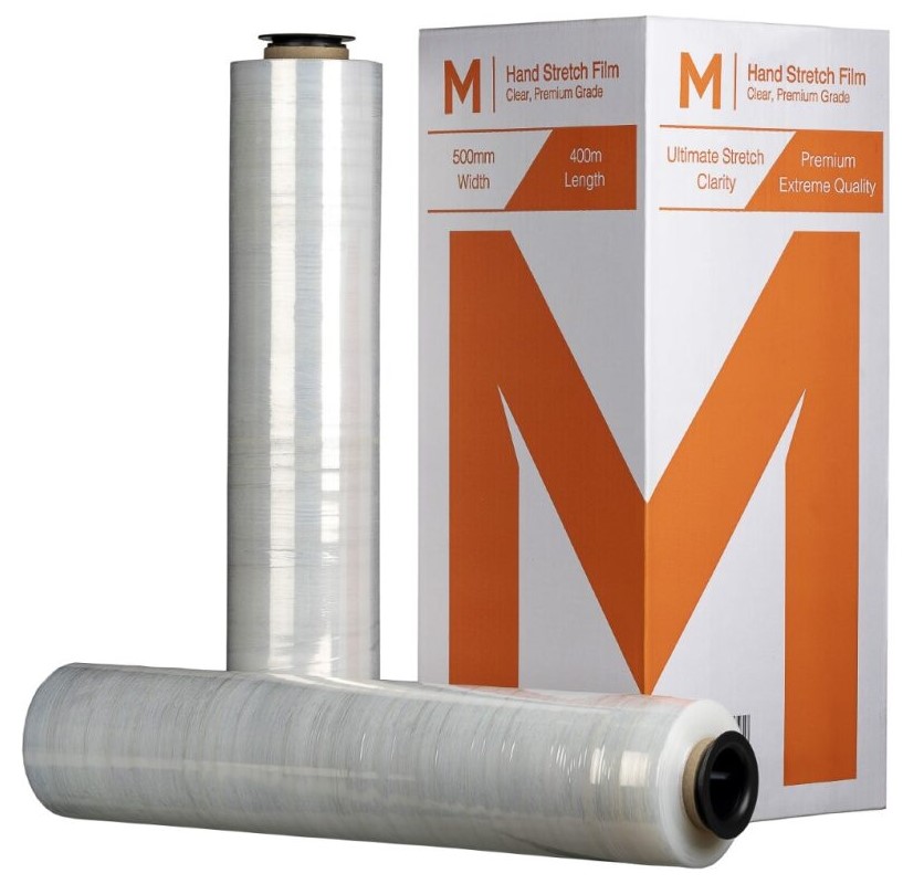 [LMD8055] Cast Hand Stretch Film - Clear, 500mm x 400m x 17mu (4) + 4 Free End Caps