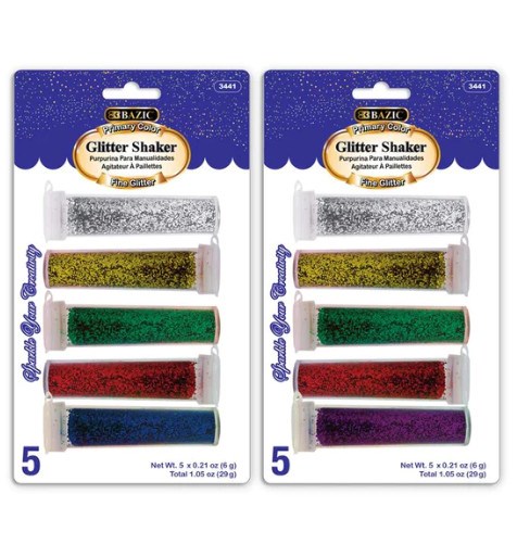Bazic 0.21 Oz (6G) 5 Primary Color Glitter Shaker (12)