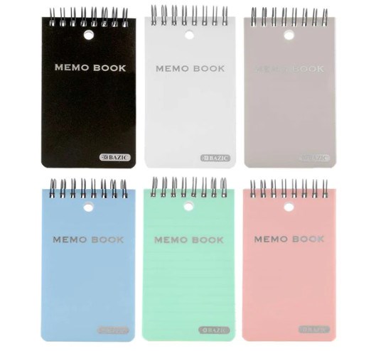 Bazic 100 Ct. 3" X 5" Top Bound Poly Spiral Memo Books (24)