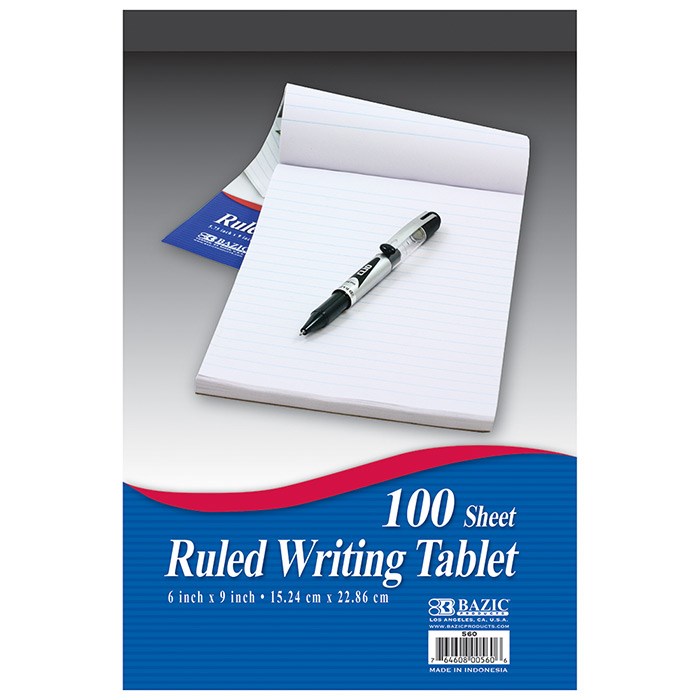 Bazic 100 Ct. 6" X 9" Ruled Writing Tablet (48)