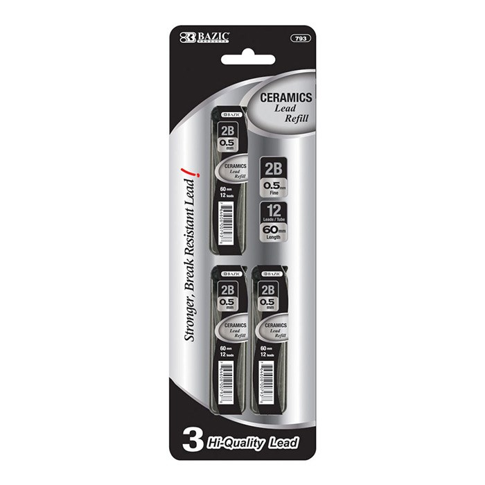 Bazic 12 Ct. 0.5 Mm Ceramics High Quality Mechanical Pencil Leads (3/Pack) (24)
