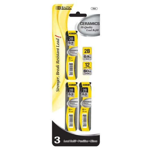 Bazic 12 Ct. 0.9 Mm Ceramics High-Quality Mechanical Pencil Lead (3/Pack) (24)