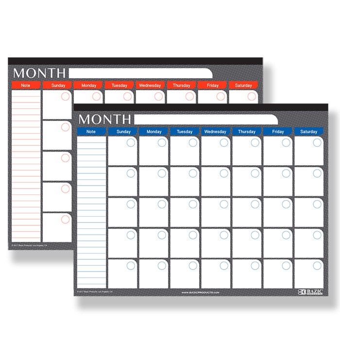 Bazic 17" X 22"  Undated 12-Months Desk Pad Calendar (24)