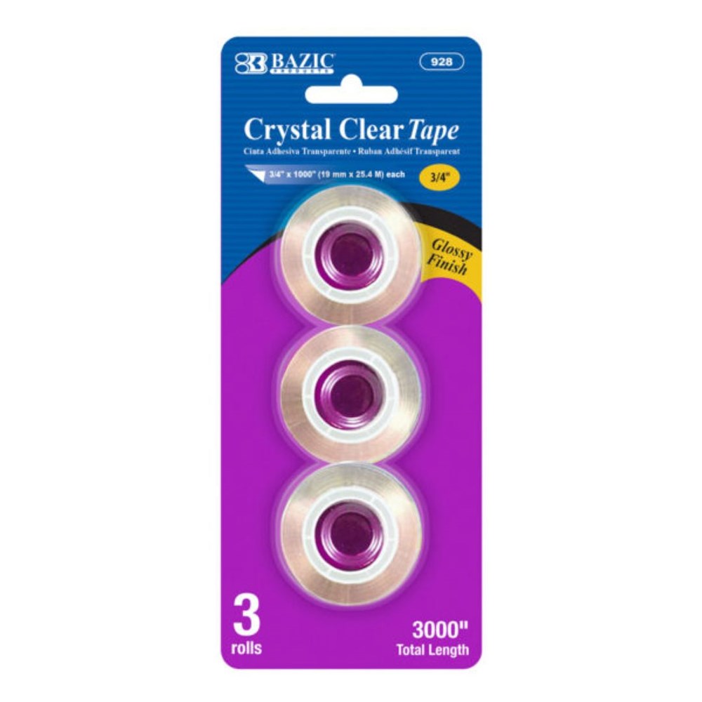 Bazic 3/4" X 1000" Crystal Clear Tape Refill (3/Pack) (24)