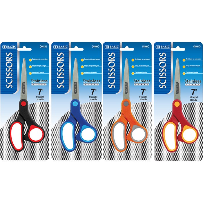 Bazic 7" Classic Grip Stainless Steel Scissor (12)