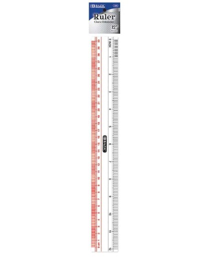Bazic Claro 12" (30Cm) Transparent Plastic Ruler (12)