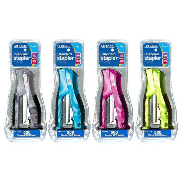 Bazic Compact Stand-Up Standard (26/6) Stapler W/ 500 Ct. Staples (12)