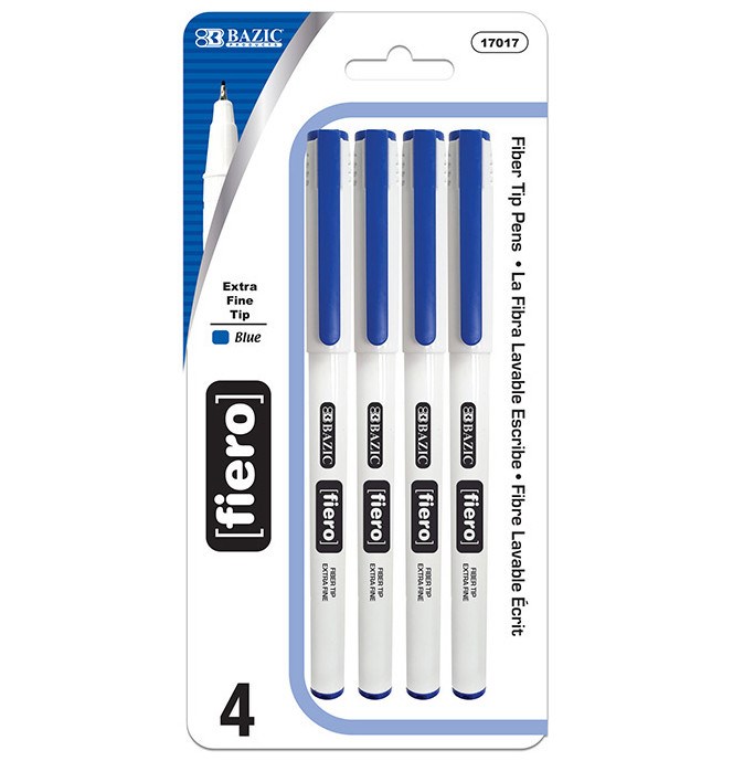 Bazic Fiero Blue Fiber Tip Fineliner Pen (4/Pack) (12)