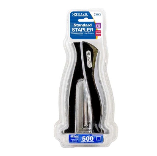 Bazic Stand-Up Standard (26/6) Full Strip Stapler W/ 500 Ct. Staples (12)